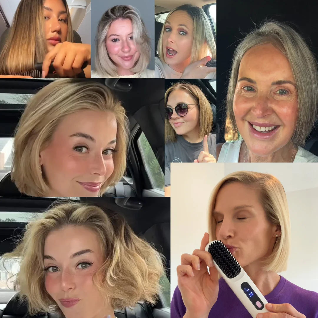 Brosse Coiffante Thermique pour Cheveux Courts et Frange - Technologie Smart Heat