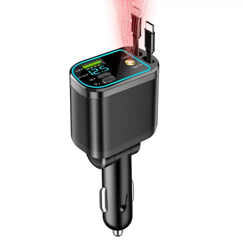 Chargeur de voiture 5-en-1 Avant & Arrière - Avec câble d'extension