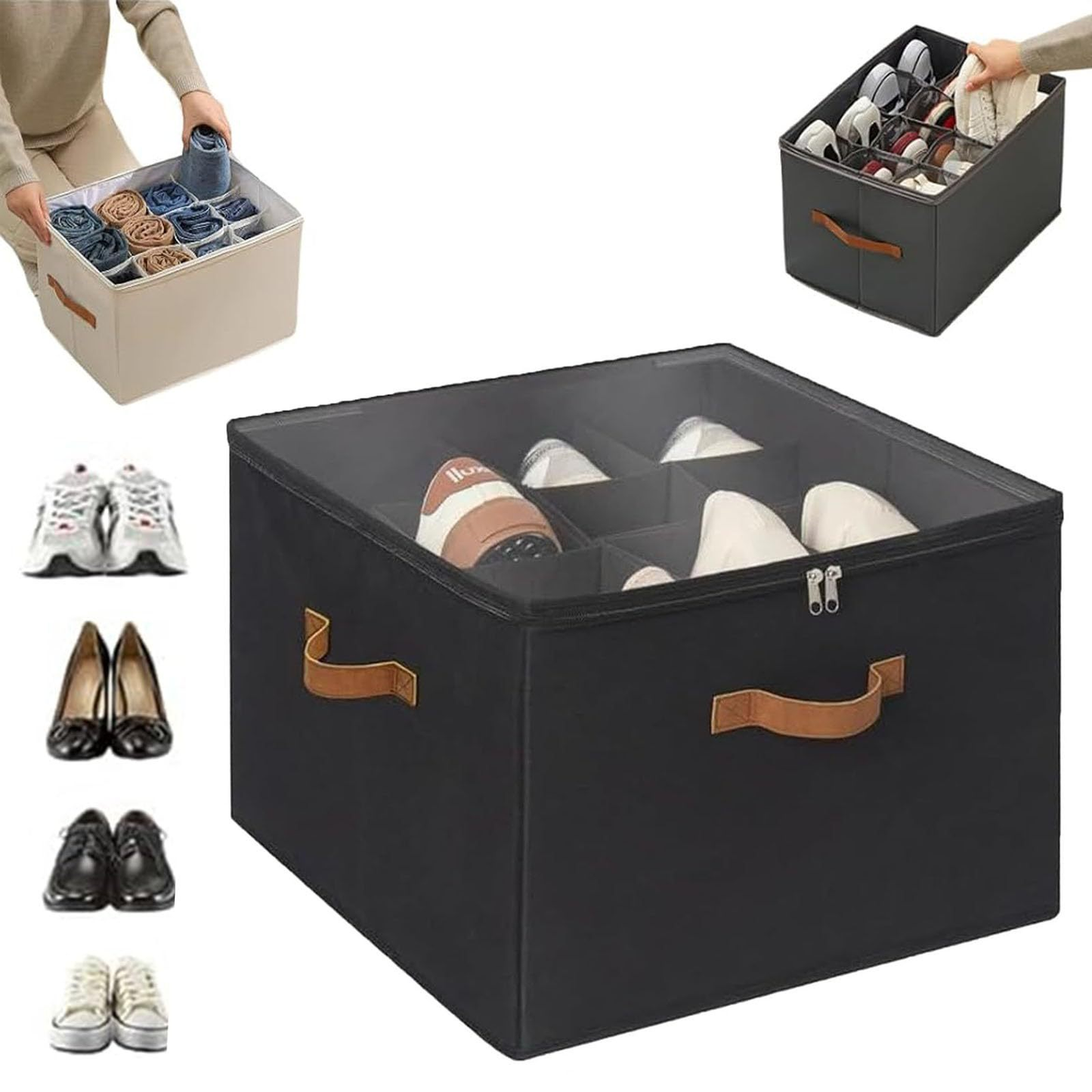 Boîte de rangement pour chaussures en tissu pliable