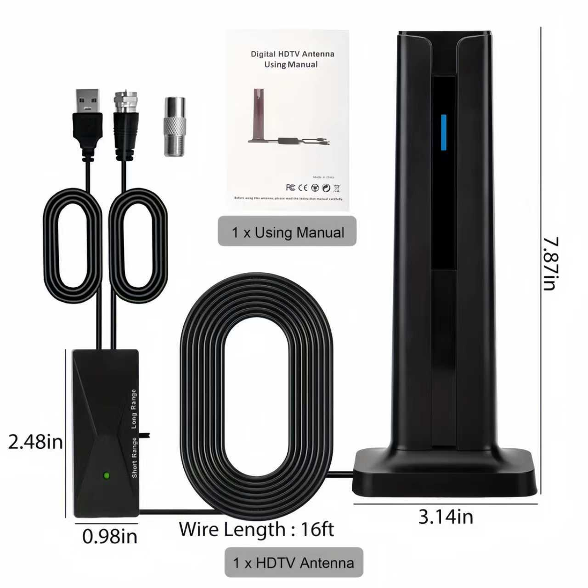 Antenne TV HD intérieure 4K / 1080P