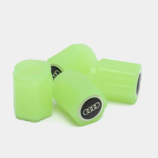 Bouchons de valve lumineux avec logo de voiture - Universel - Lot de 4