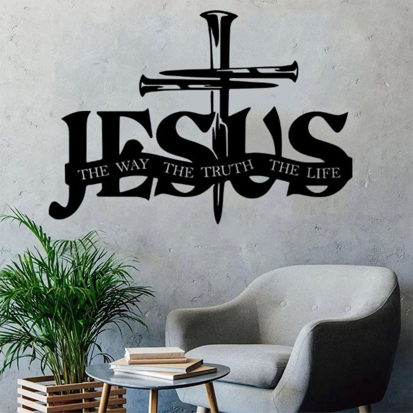 Décoration murale exclusive – Jésus et croix au design artisanal