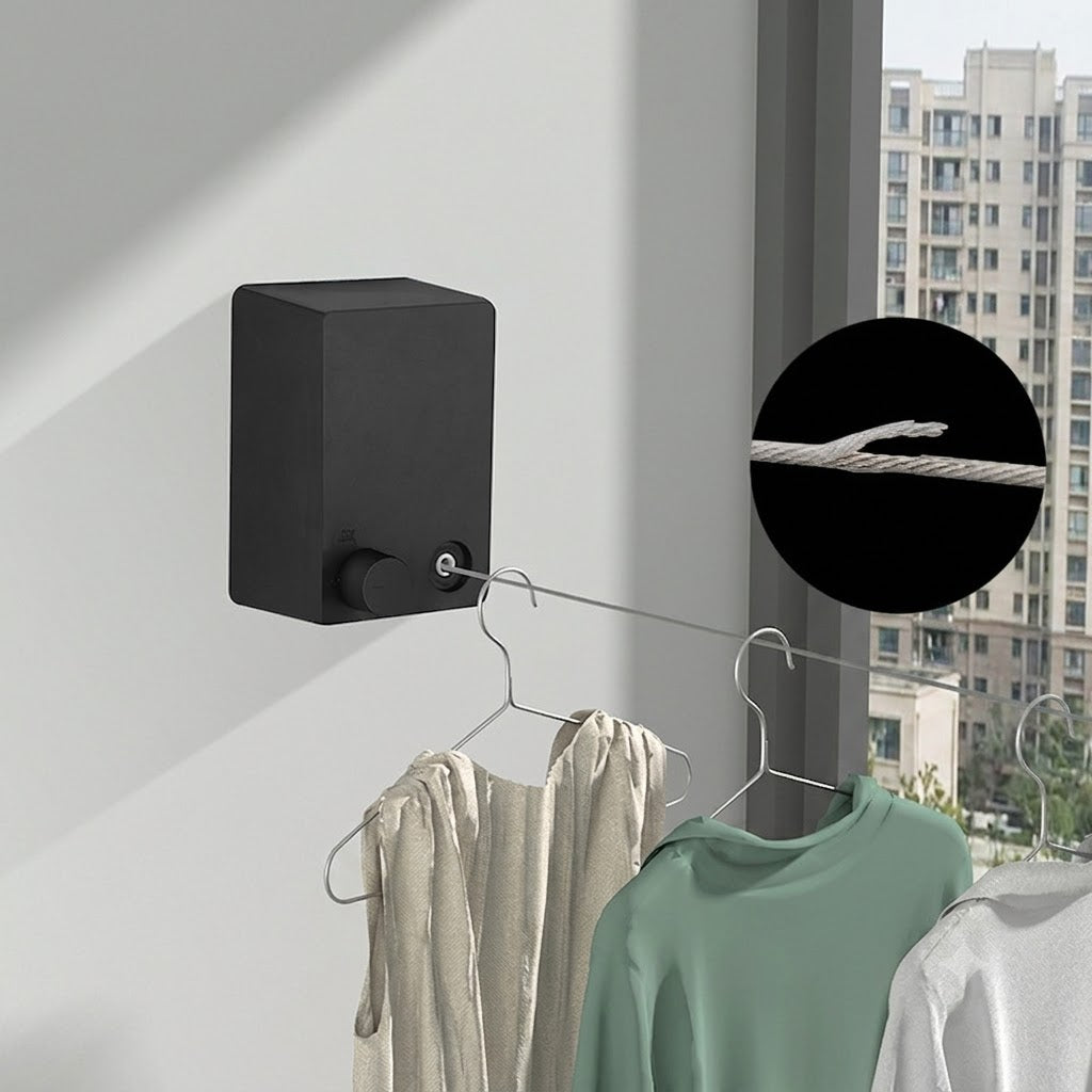 Corde à linge invisible – Étendoir rétractable en acier, Sans perçage, Séchage flexible