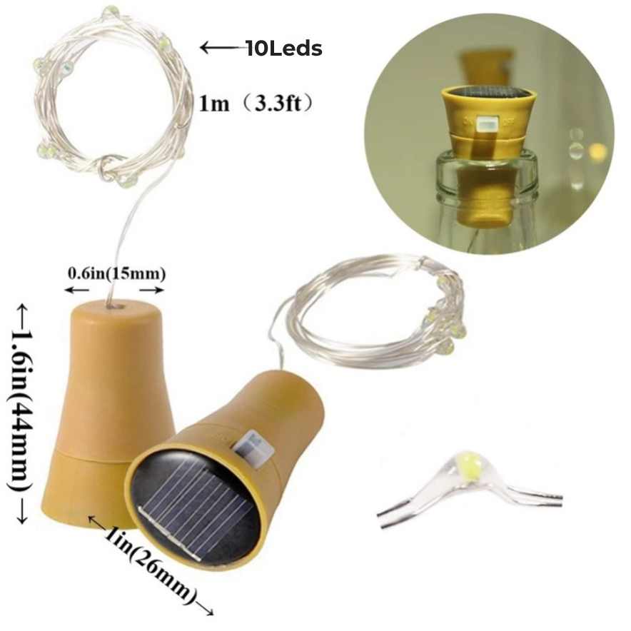 Guirlande lumineuse LED avec bouchon en liège pour bouteille DIY – Éclairage d'ambiance en fil pour décoration