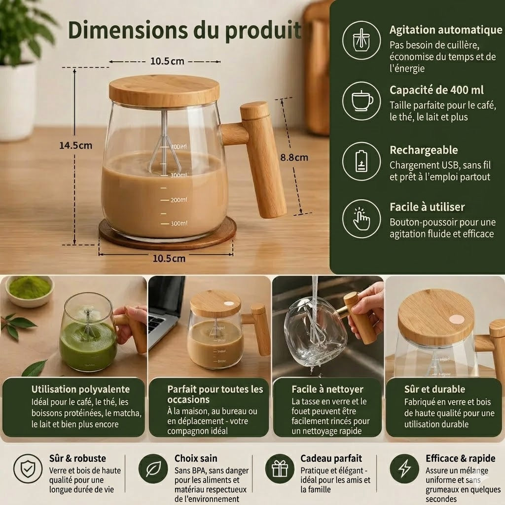 Tasse de mélange automatique électrique – Mug auto-mélangeur portable