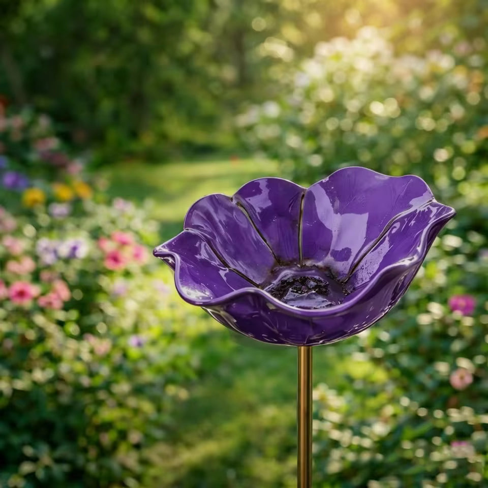 Bain d'oiseaux fait main en forme de graine de fleur – Décoration de jardin unique et abreuvoir pour oiseaux