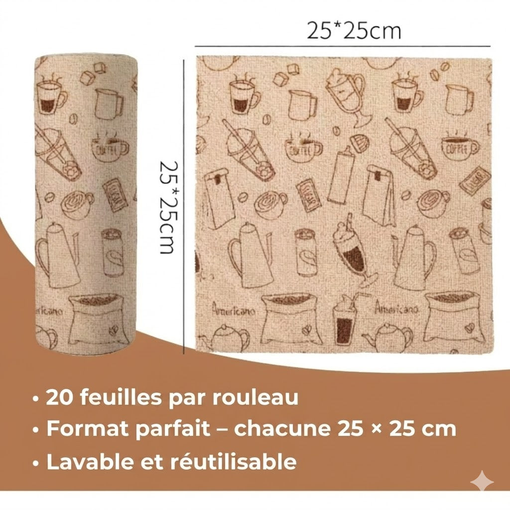 Chiffons en microfibre réutilisables en rouleau – Lingettes de nettoyage détachables