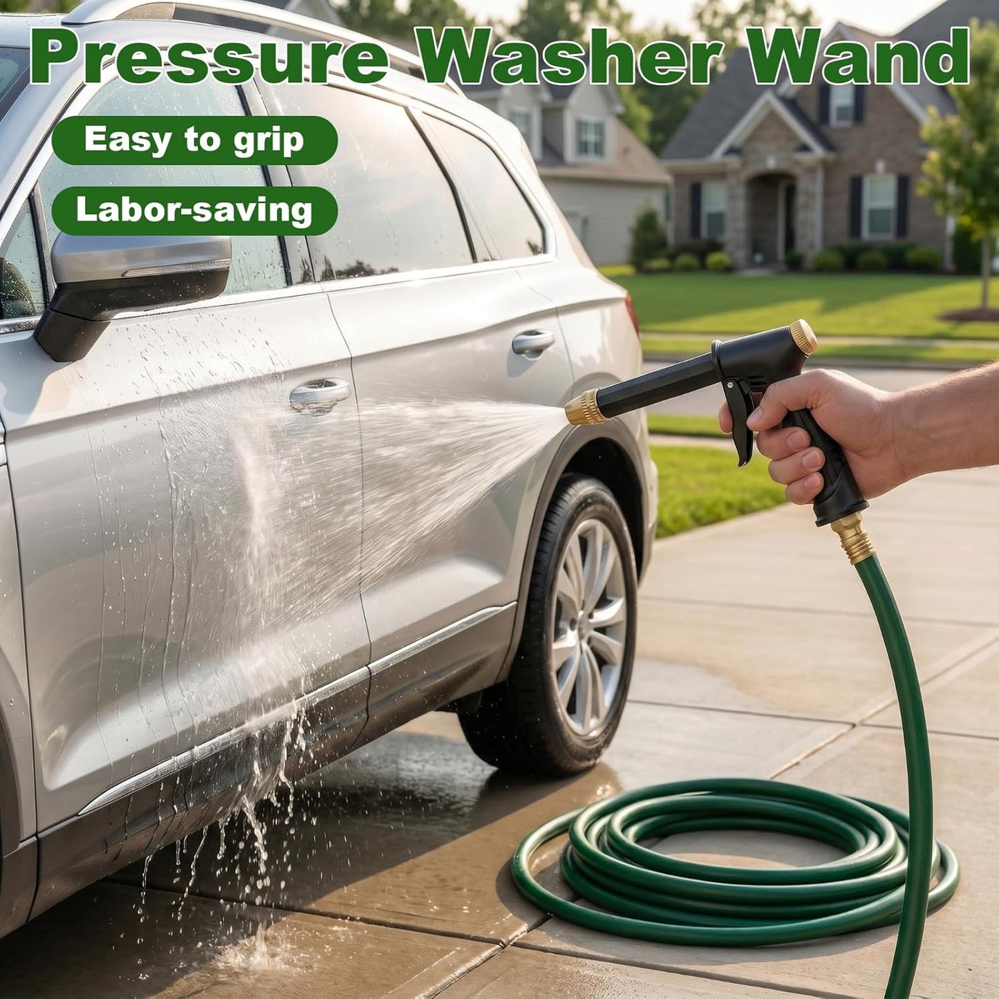 🏆 Nettoyeur haute pression / Jet haute pression 💦 Poignée ergonomique • Buse de pression – Lavage de voiture puissant 🚗 et arrosage du jardin 🌻 Facile et simple à utiliser ! 👍