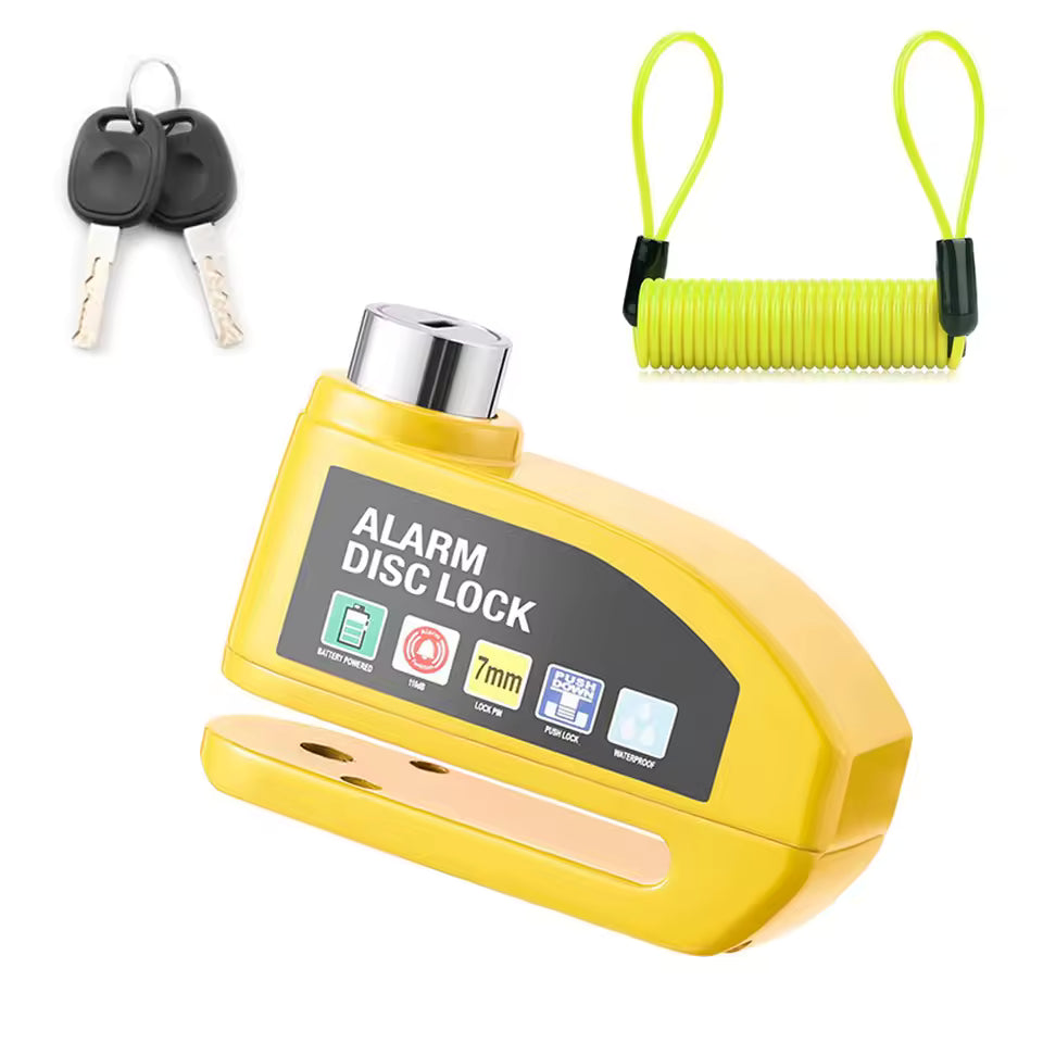Bloque-disque avec alarme 110 dB – Antivol bloque-disque pour vélo, cyclomoteur et moto