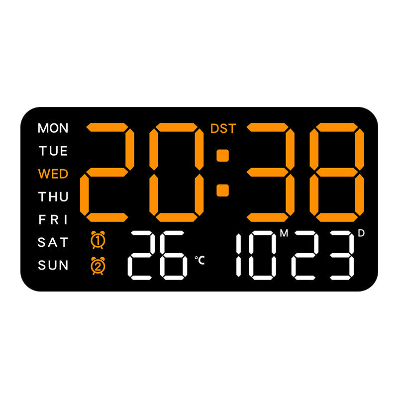 Grande horloge murale numérique avec affichage LED – Horloge électronique moderne avec date et température