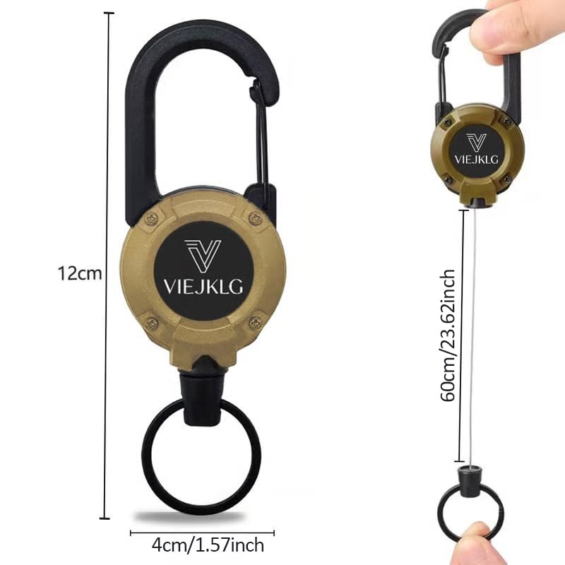 Porte-clés rétractable avec mousqueton – Câble en acier de 65 cm, léger et résistant à l'usure