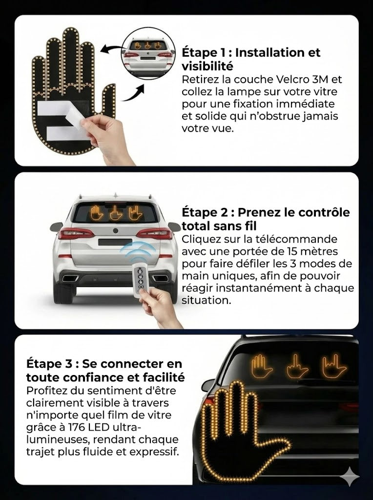 Feux de voiture LED en forme de main