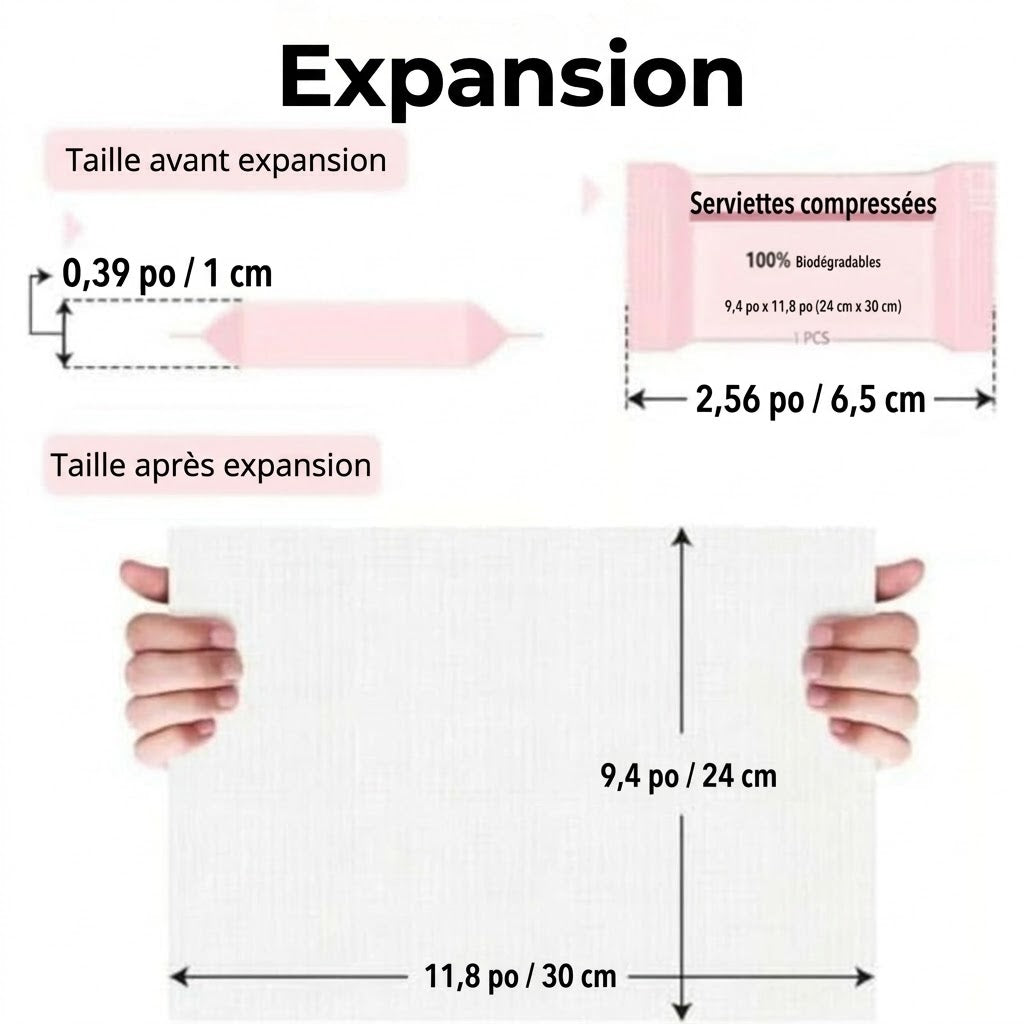 Serviettes compressées en pastilles - Serviettes de voyage compactes pour le camping et l'extérieur