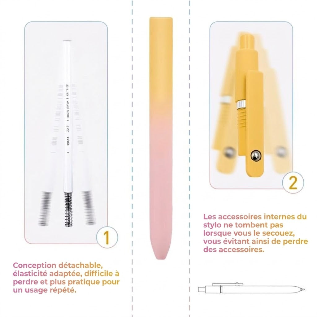 Set de stylos gel de luxe (5 pièces) - Design dégradé esthétique - Encre à séchage rapide de 0,5 mm