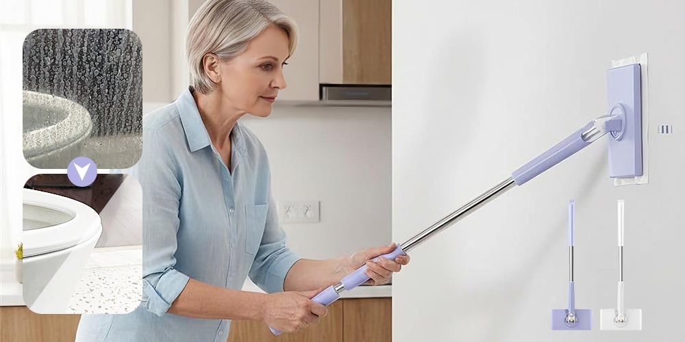 Mini Serpillière à Main - inclut 6 Lingettes Nettoyantes Magiques