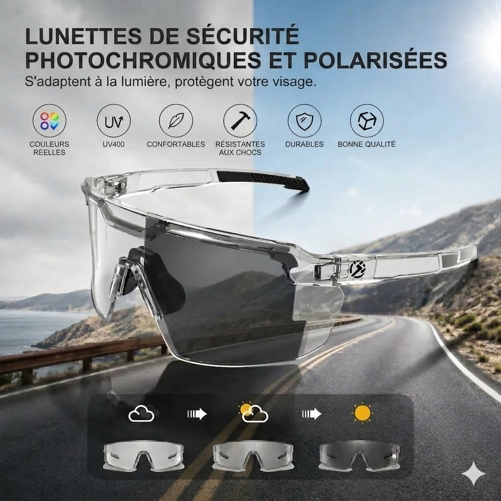 Lunettes de soleil de cyclisme – Lunettes de soleil à verres adaptatifs