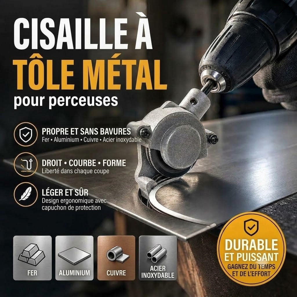 Embout grignoteuse pour perceuse – Cisaille à tôle électrique et découpeuse de plaques de métal