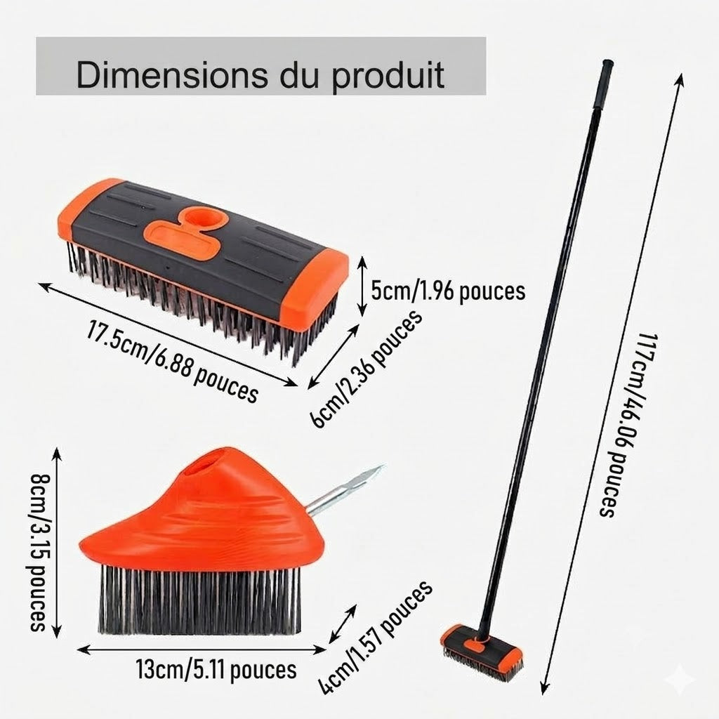 🧹Kit de brosses à joints pour carrelage – Outil de jardin 3-en-1 pour terrasse et allée