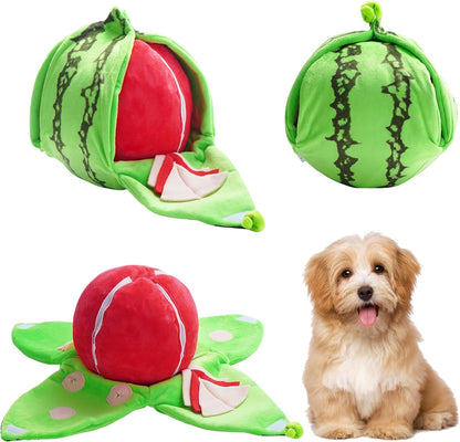 Jeu de fouille interactif pour chien - Peluche puzzle fruit avec cachettes