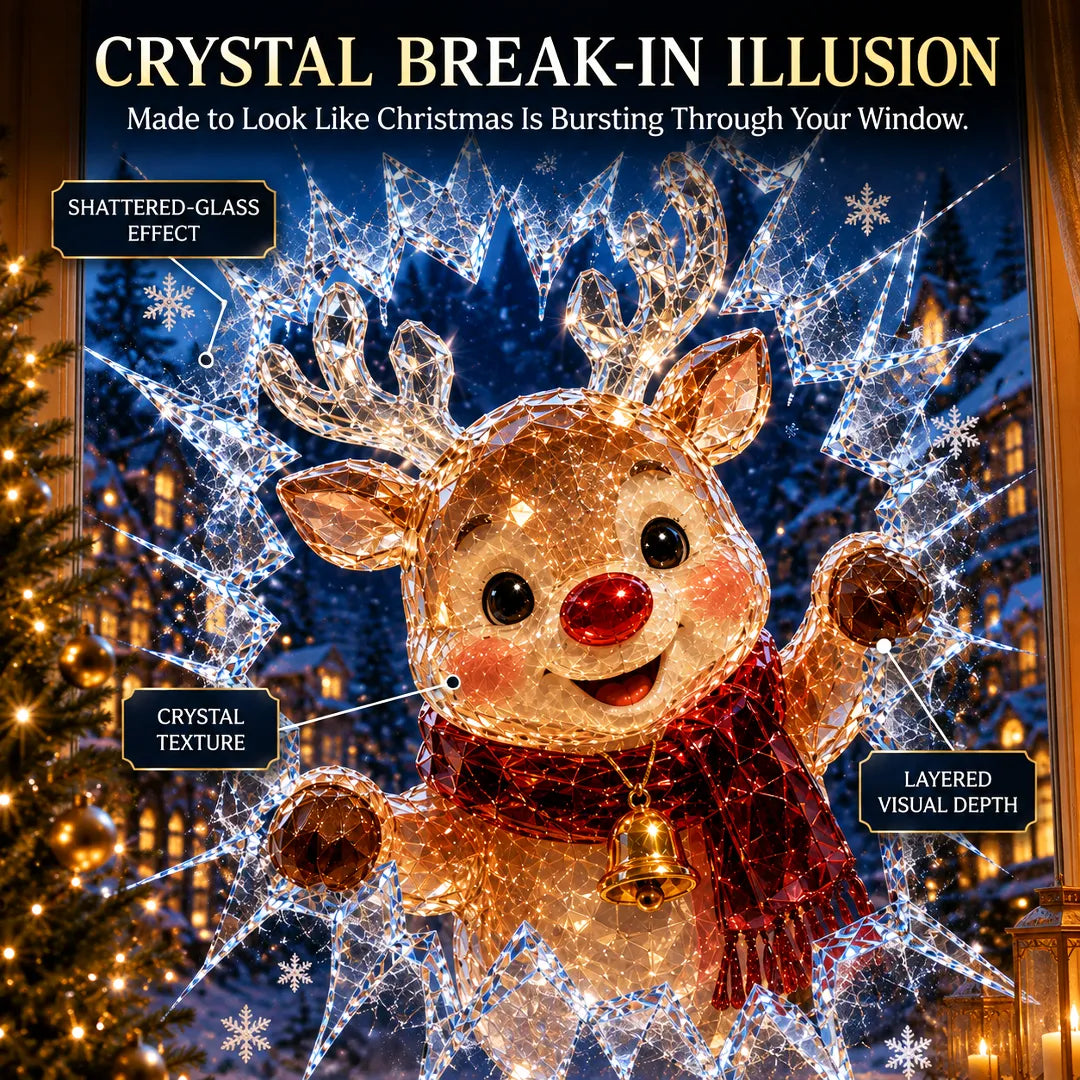Sticker de Noël 3D effet vitre brisée