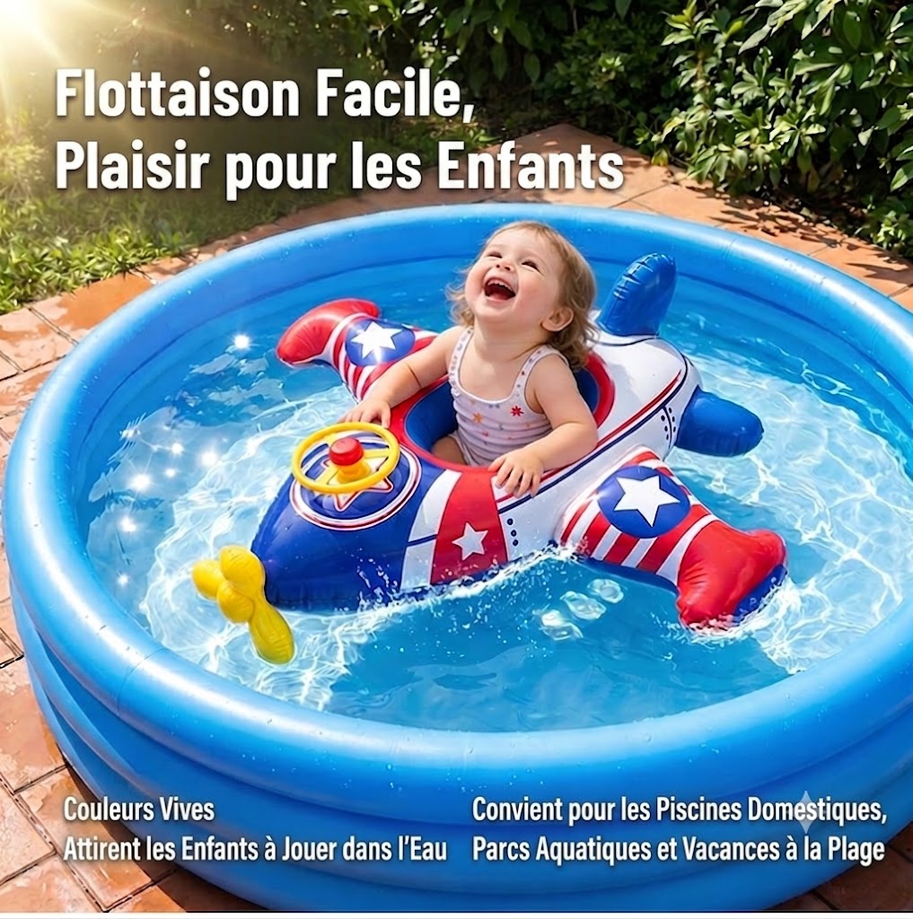 Bouée gonflable en forme d'avion pour enfants