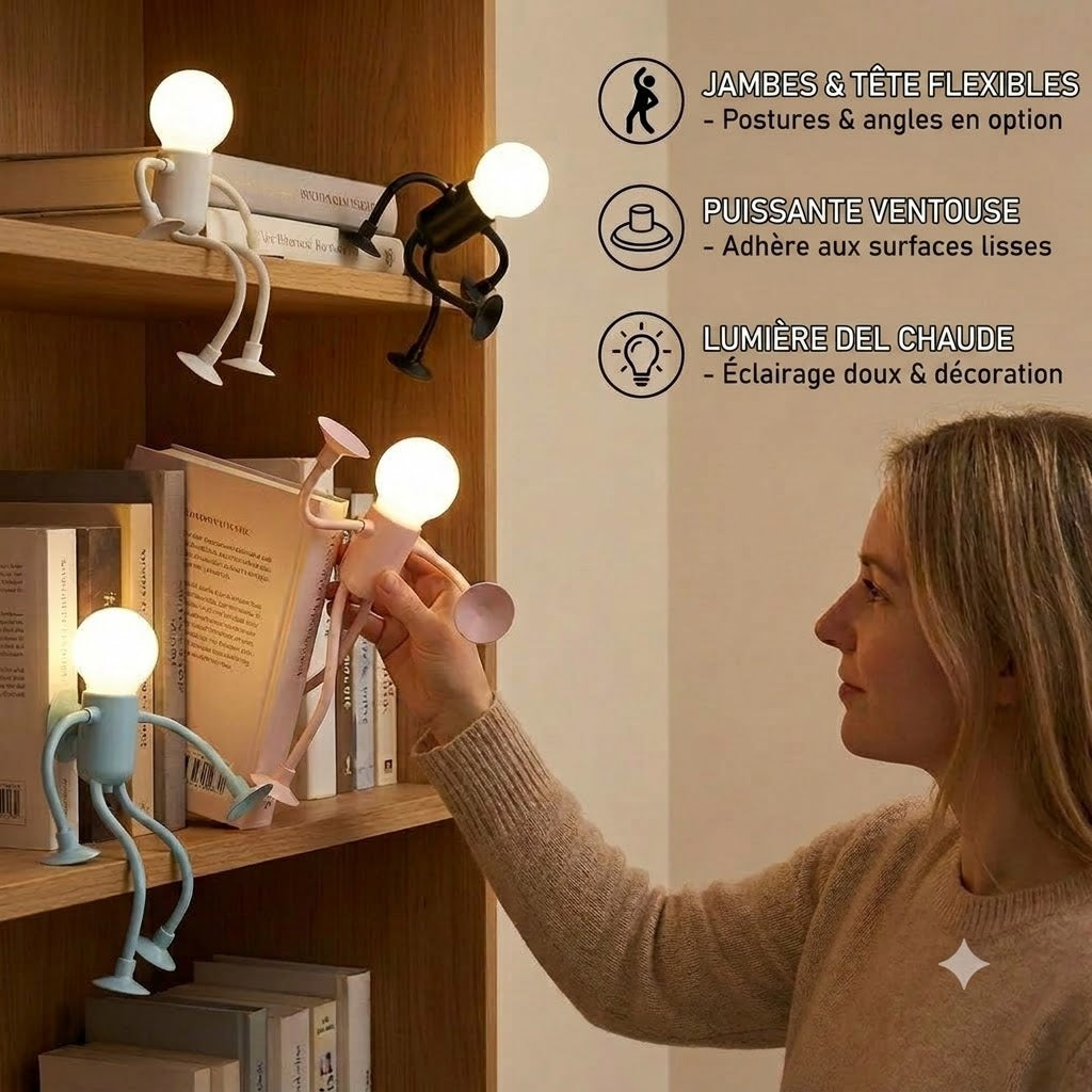Lampe LED à ventouse – Design amusant avec ventouses interchangeables pour la décoration
