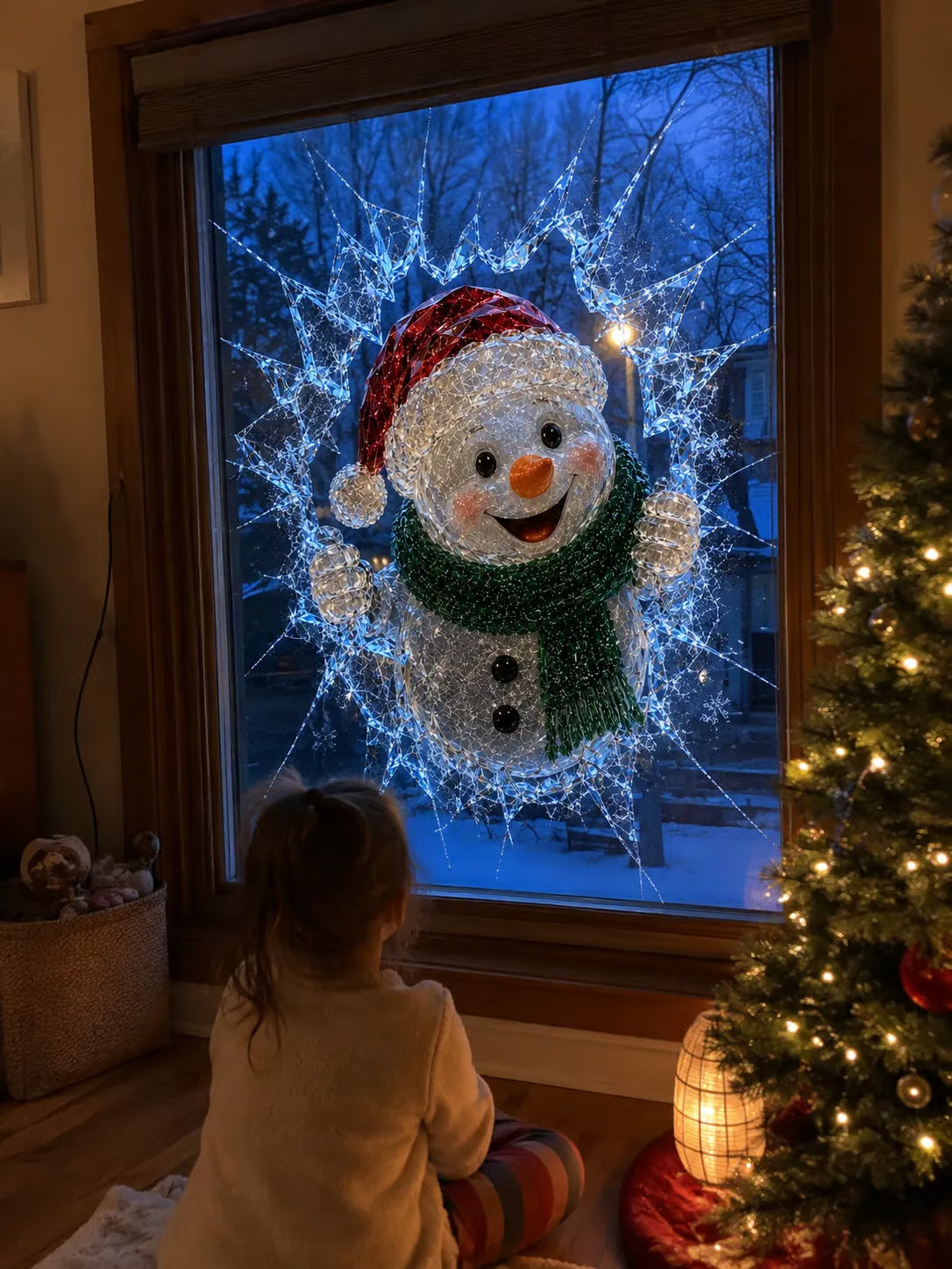 Sticker de Noël 3D effet vitre brisée