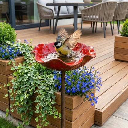 Bain d'oiseaux fait main en forme de graine de fleur – Décoration de jardin unique et abreuvoir pour oiseaux