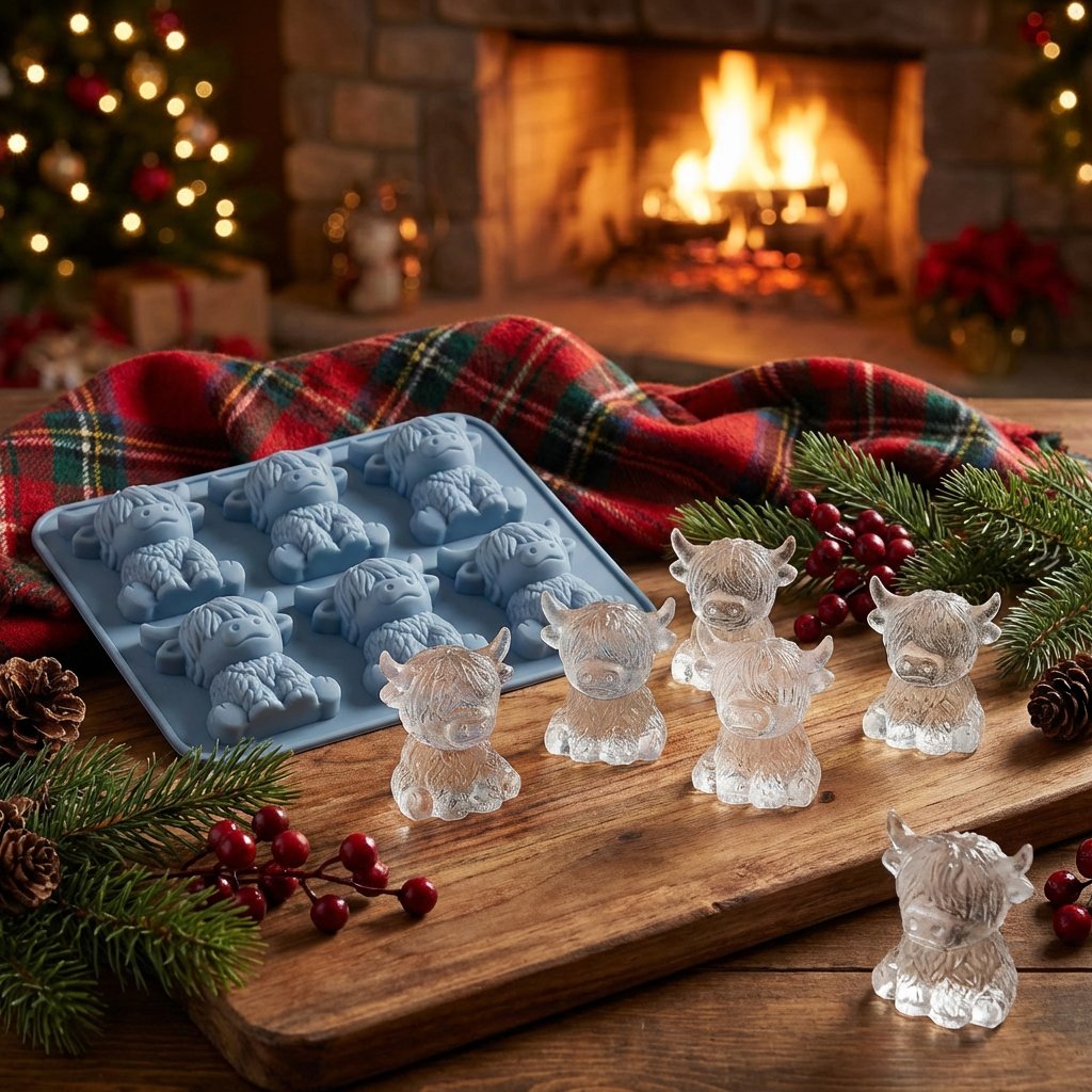 🐮 Moule à glaçons Mini Vache Highland – En silicone 3D pour glaçons