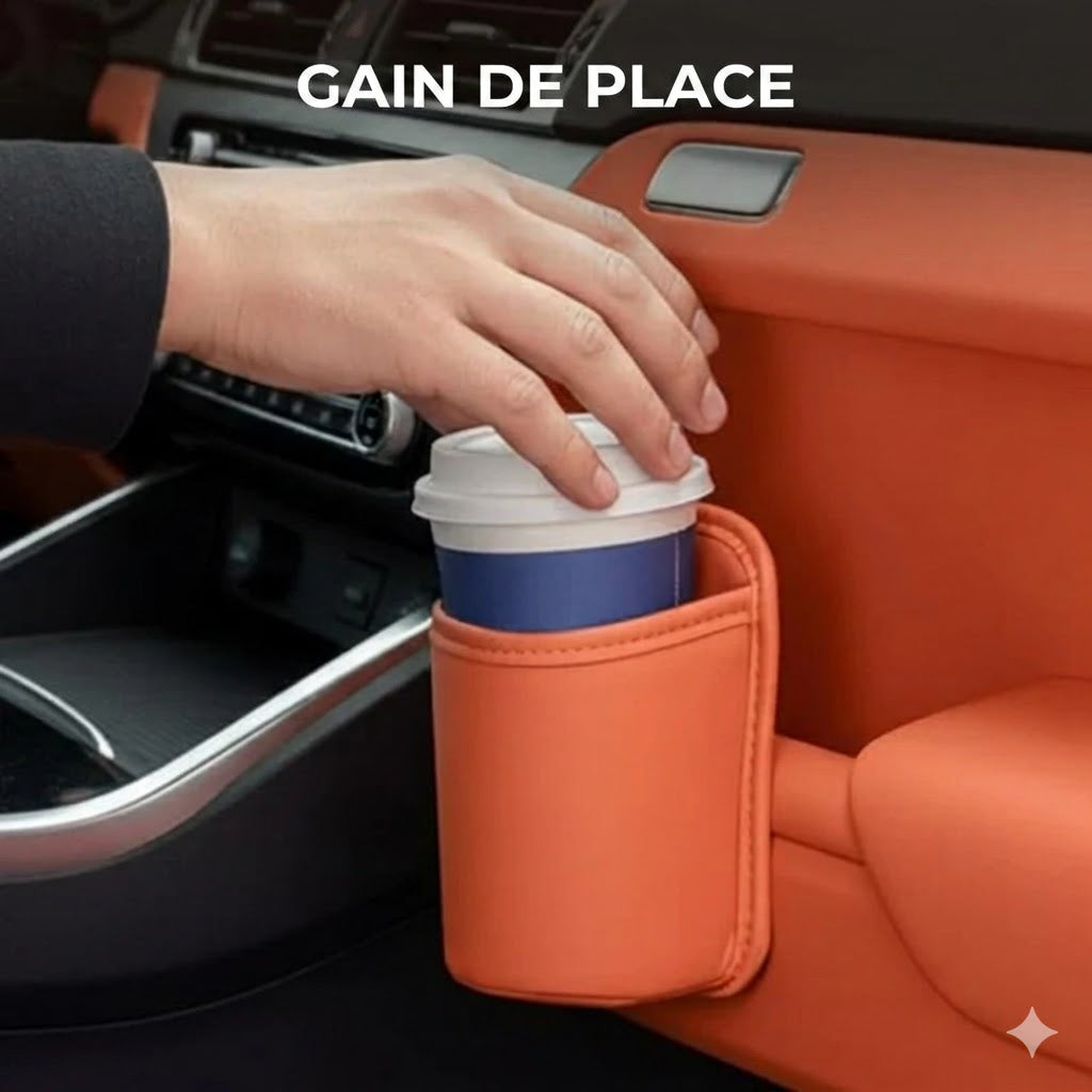 Porte-gobelet de voiture en cuir 2-en-1