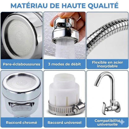 Douchette pour robinet de cuisine - Extension économiseur d'eau