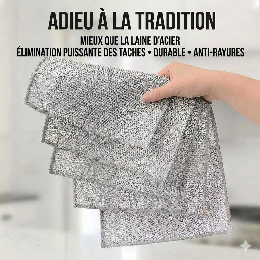 Chiffon de cuisine en fil d'acier (1 lot de 10 pièces)