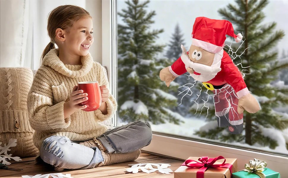 Décoration amusante « Oups ! » Père Noël et renne