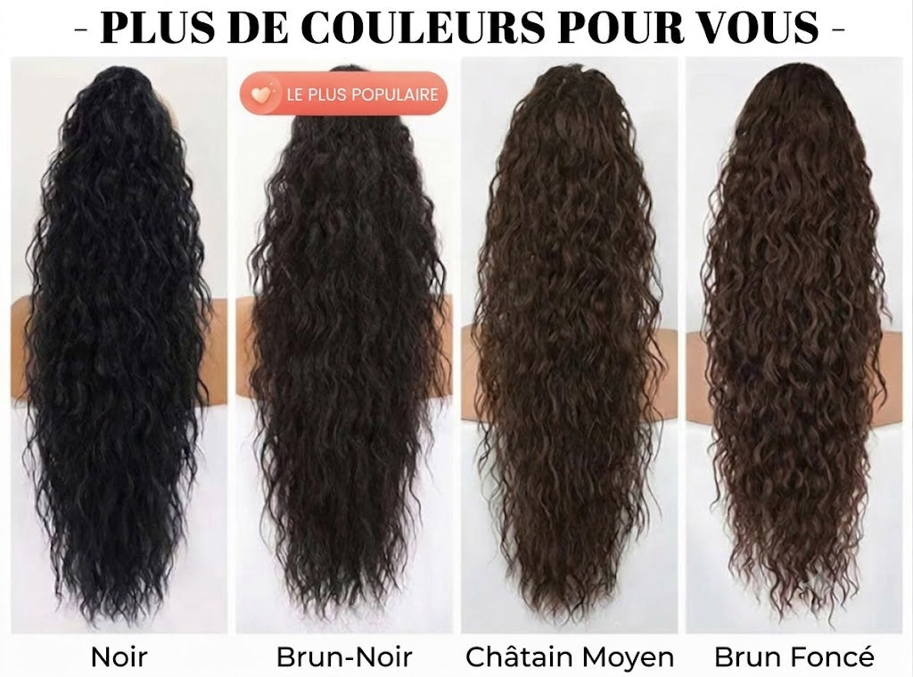 Extension queue-de-cheval longue et ondulée (Water Wave) – Postiche volumineux à pince pour le quotidien et les fêtes