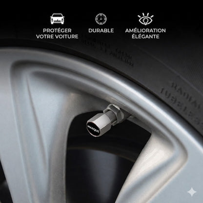 Bouchons de valve de luxe avec logo de voiture - Lot de 4