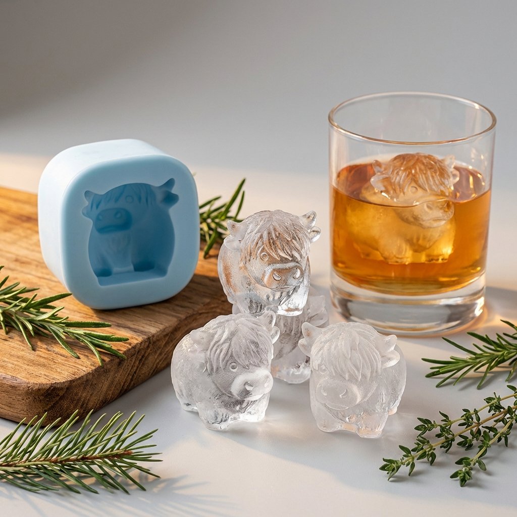 🐮 Moule à glaçons Mini Vache Highland – En silicone 3D pour glaçons