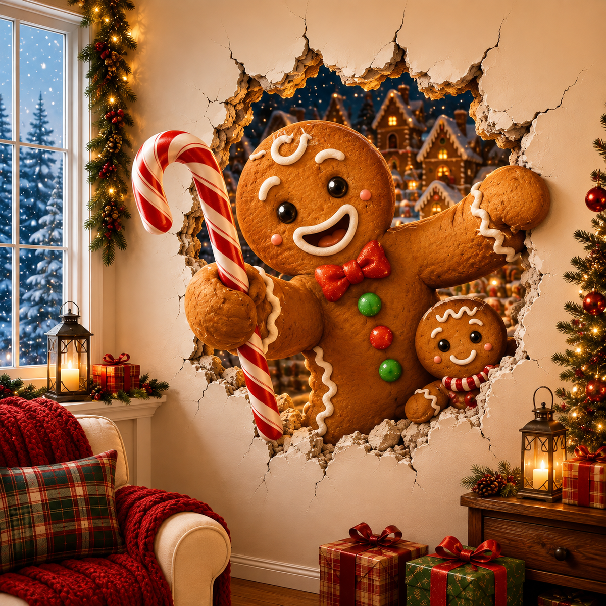 Stickers de Noël effet "Passe-muraille" – Autocollants 3D créatifs pour fenêtres et murs