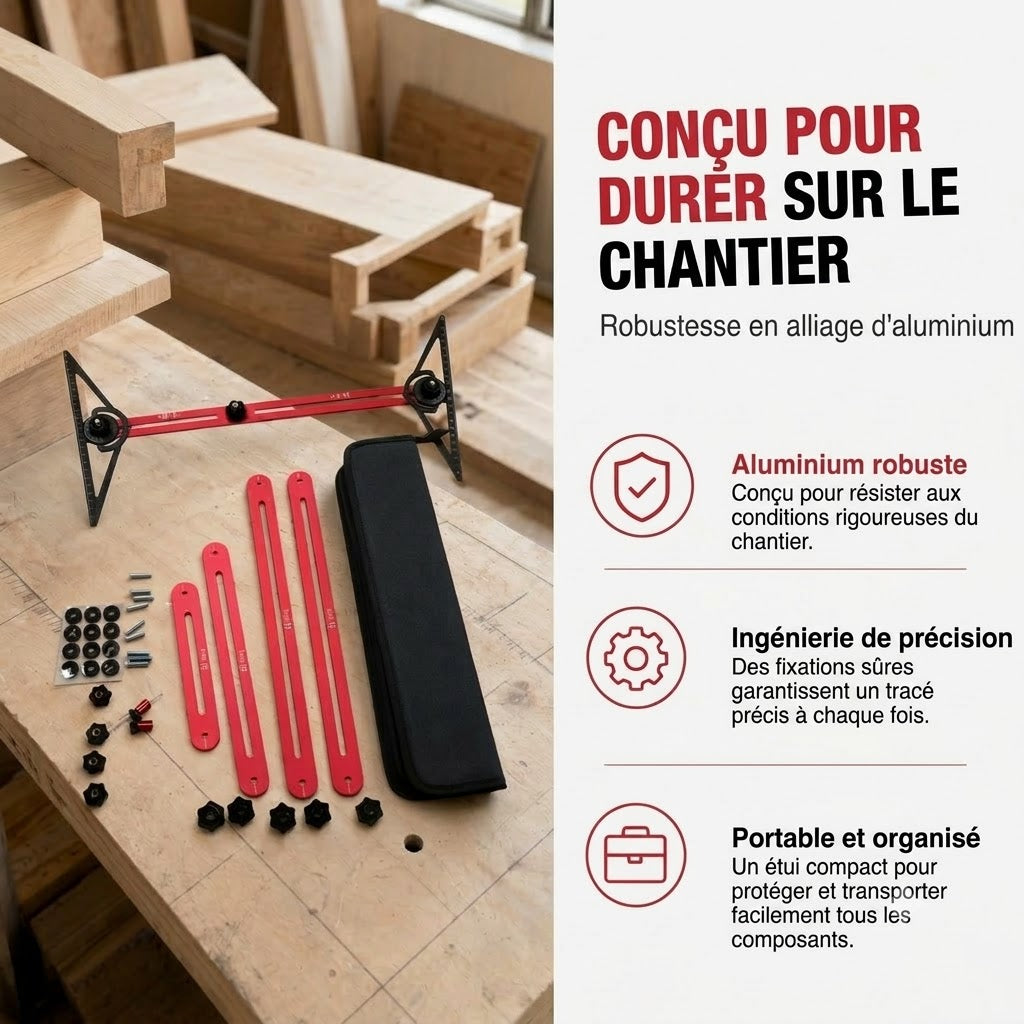 Outil de mesure robuste en aluminium – Mesure précise pour le bricolage et l'usage professionnel