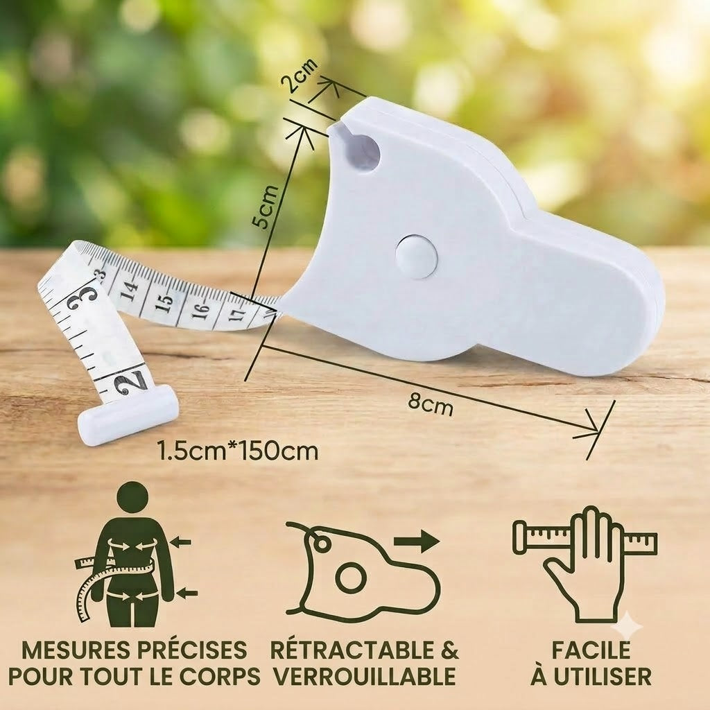 Mètre ruban corporel 3D rétractable automatique – Pour une mesure précise de la taille, des hanches, de la poitrine et des bras
