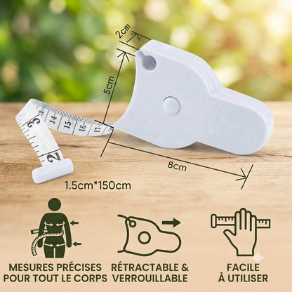 Mètre ruban corporel 3D rétractable automatique – Pour une mesure précise de la taille, des hanches, de la poitrine et des bras