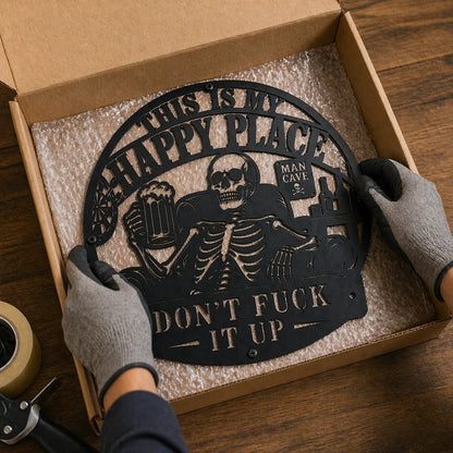 💀🍺 "C'est mon endroit de bonheur" : Décoration sympa pour un espace exclusivement réservé aux hommes