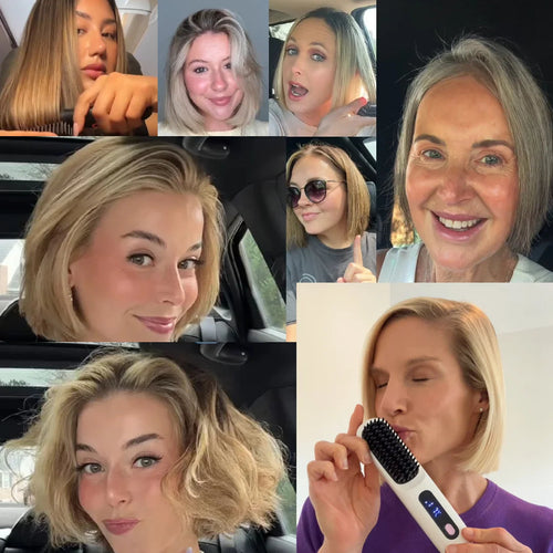 Brosse Coiffante Thermique pour Cheveux Courts et Frange - Technologie Smart Heat