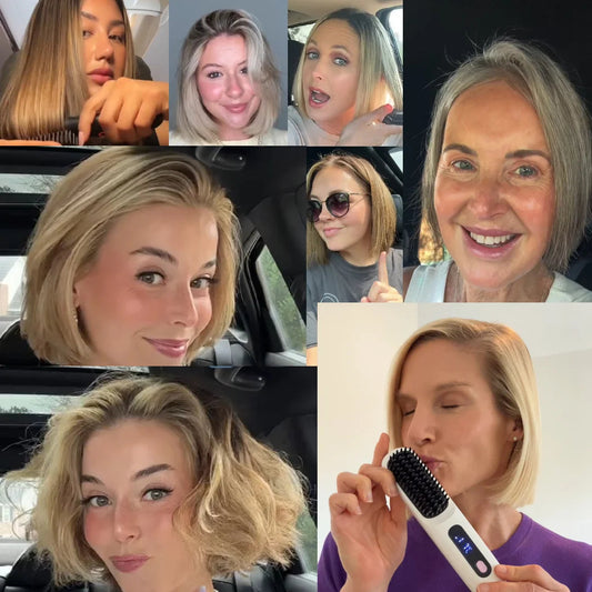 Brosse Coiffante Thermique pour Cheveux Courts et Frange - Technologie Smart Heat