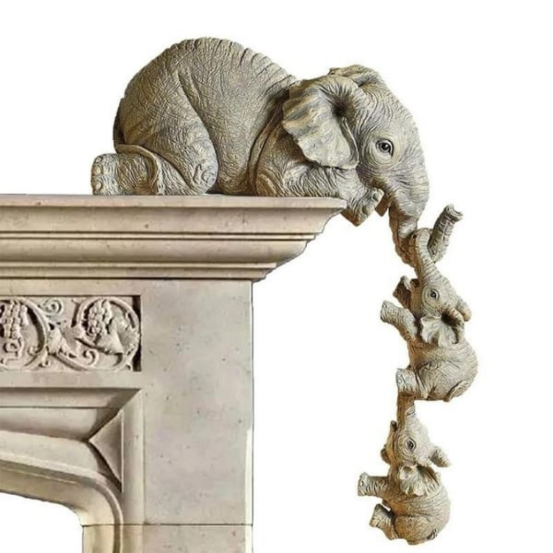 Ornement en résine en forme d'éléphant – Symbole d'un lien familial fort