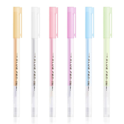 Lot de 6 Stylos-colle à Pointe Fine - Colle de Précision pour Scrapbooking et Carterie