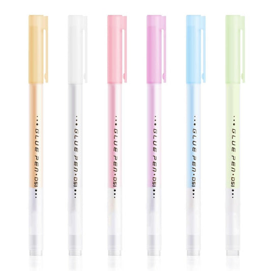 Lot de 6 Stylos-colle à Pointe Fine - Colle de Précision pour Scrapbooking et Carterie