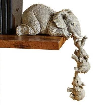 Ornement en résine en forme d'éléphant – Symbole d'un lien familial fort