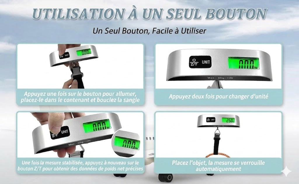 Pèse-bagage portable avec écran LCD