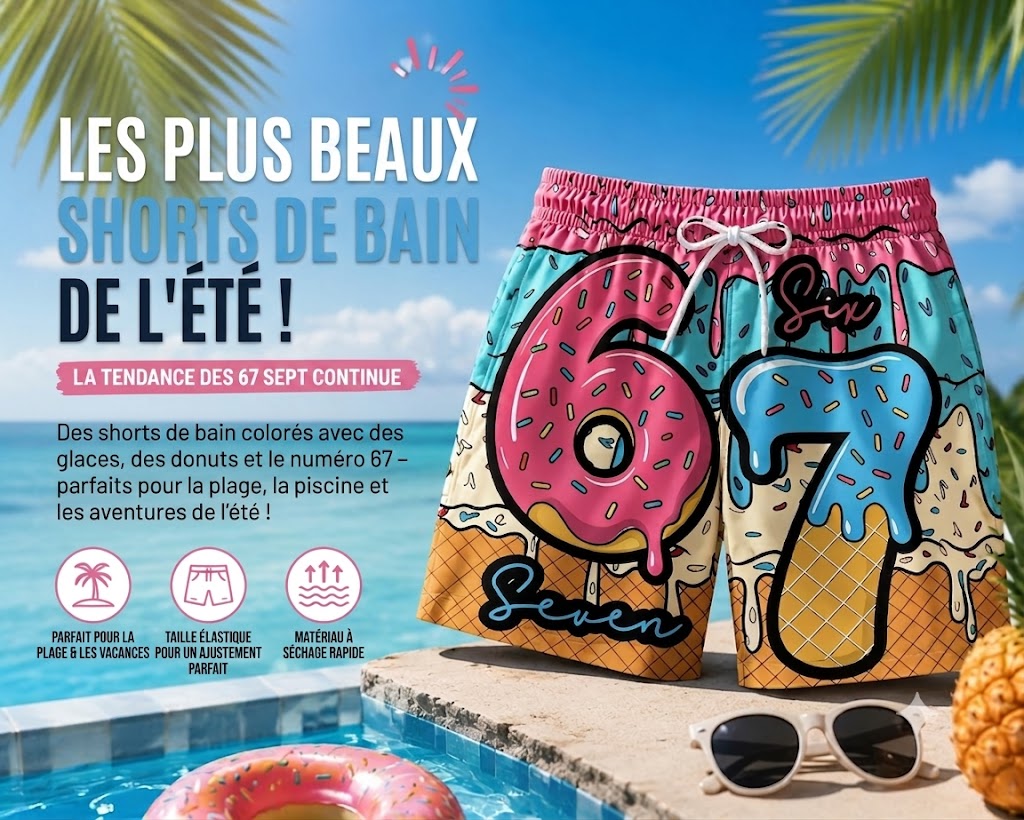 🍦Short imprimé glaces et donuts / Short avec motif de glaces et beignets🍩