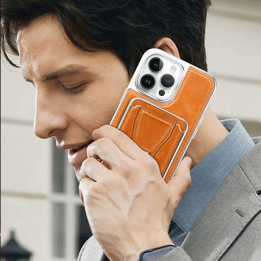 Coque iPhone en Cuir avec Porte-Cartes Magnétique